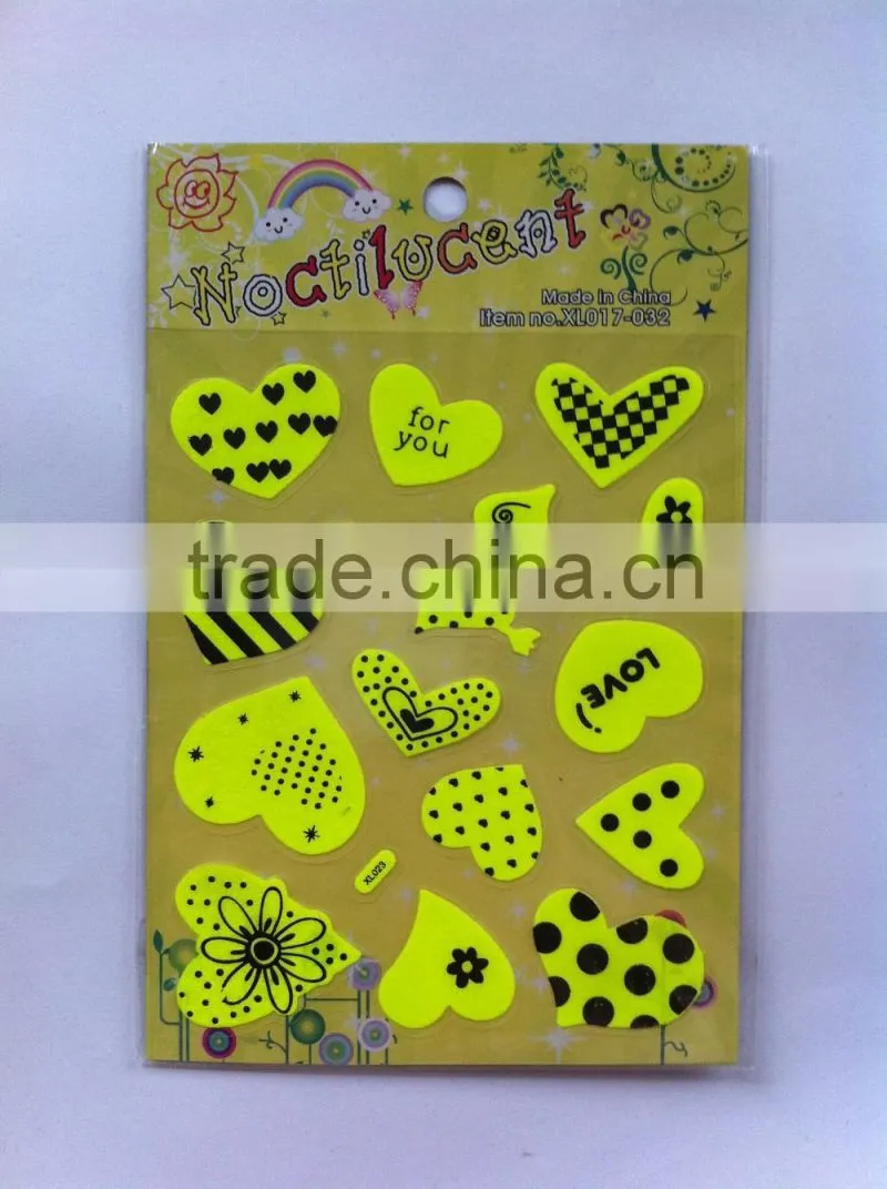 2015 popular Custom sticker paper,glow in the dark sticker paper custom