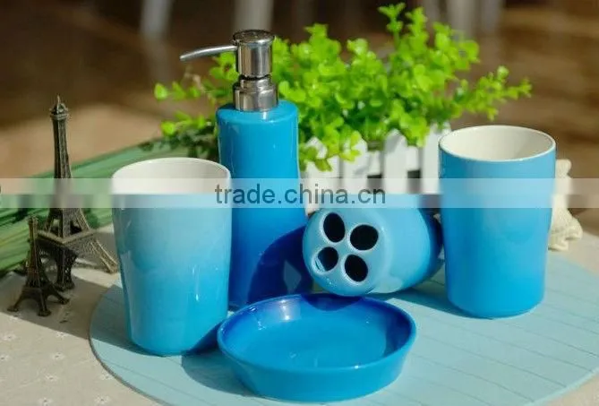 5PCS Ceramic blue bathroom sets