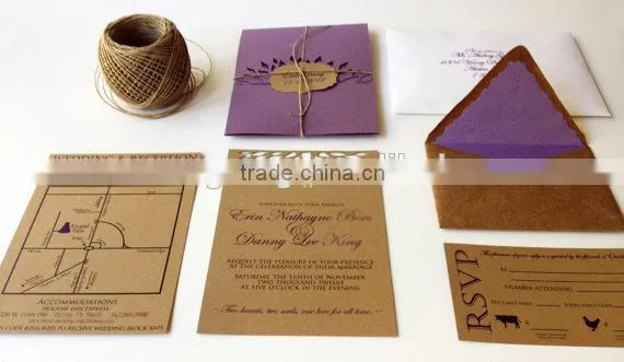Rustic Twine Wedding Invitation- Country Chic Wedding Invitation - Pocket Invitation - Tie the Knot Wedding Invitation