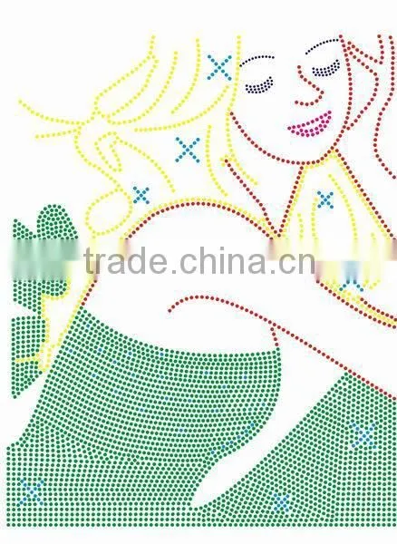 Lovely cartoon iron on rhinestone appliques of clothing accessories