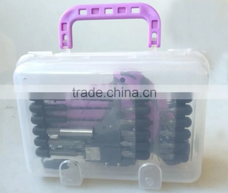 3.6Volt/4.8Volt Best selling pink color woman cordless screwdriver with 18pcs bits in plastic carry case