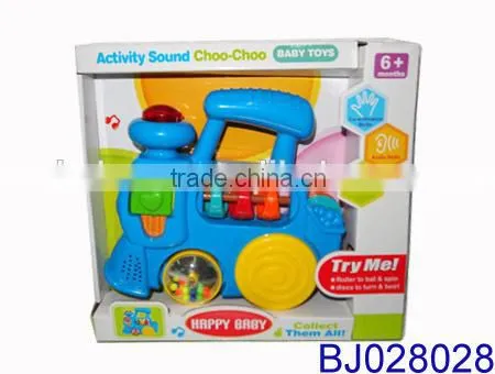Happy baby toy musical plastic cartoon toy flashing vintage train toy