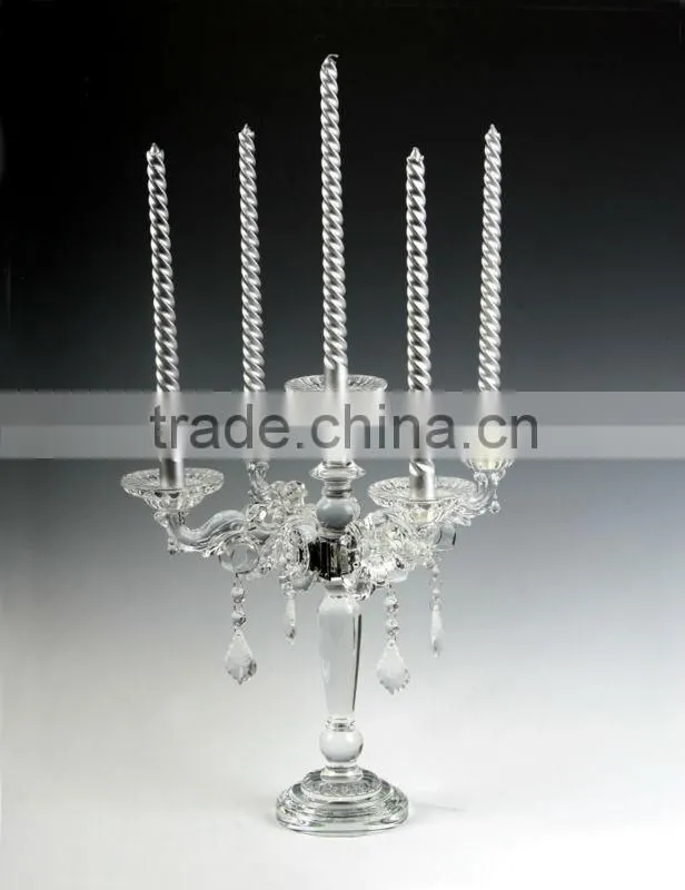 Gorgeous Crystal Doule Pillar Tall Glass Candle Holders / Crystal Candlesticks for wedding