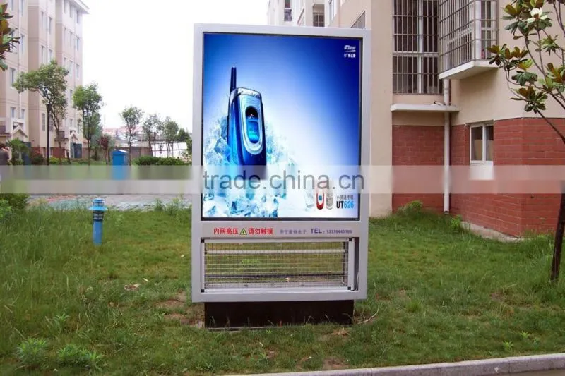 outdoor scrolling advertising light box/prefab outdoor advertising light box with stand