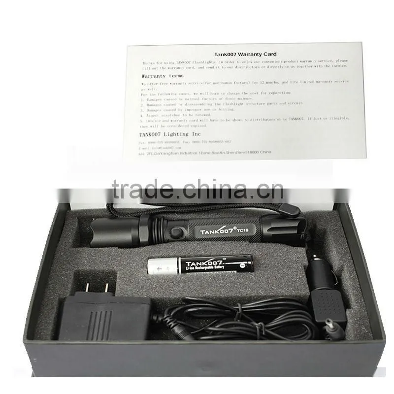 Q5 LED Cree Flashlight Charger 3.7V Battery Rechargeable Flashlight TC19
