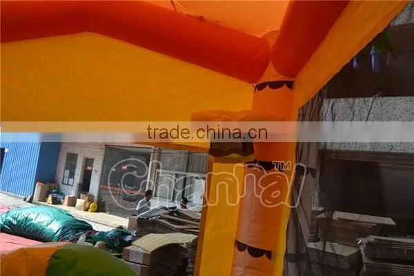Tropical Inflatable Bounce House with Pool, Palm Tree Bouncy Castle with Water Slide