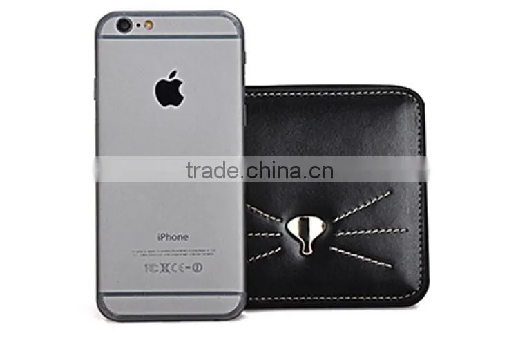 Japanese fancy cat short style cute wallet in black color