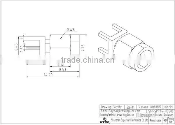 SMA male vertical pcb mount Jack Straight connector