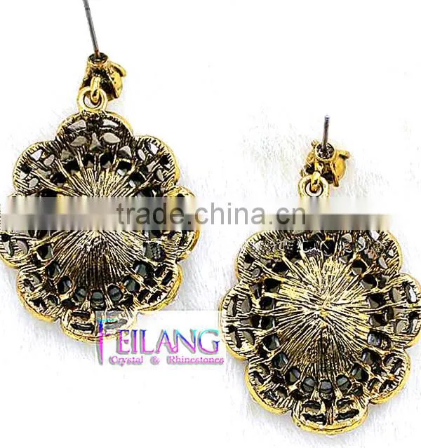 European And American Retro Inlaid Semi-precious Stones Drop Earrings