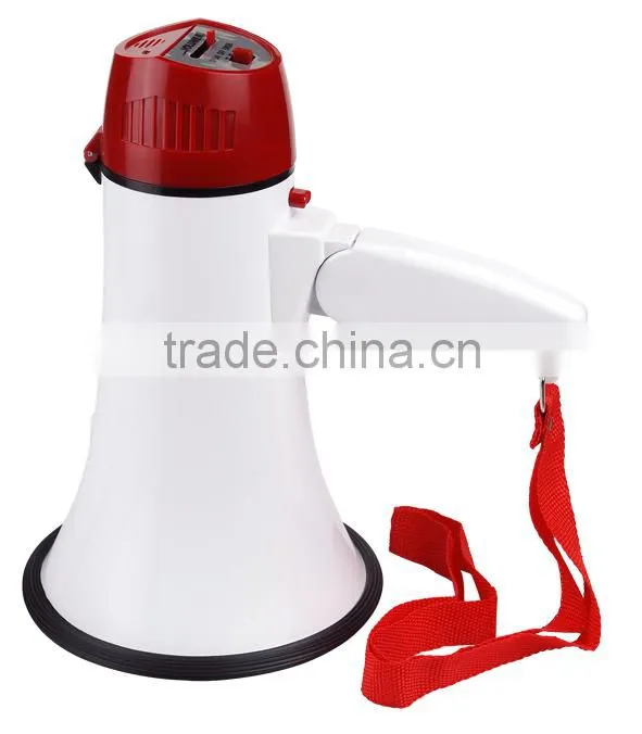 portable megaphone with sliding talk and siren switch button