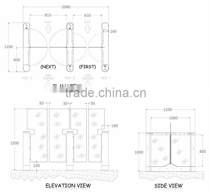 Speed fast gate with glass leaf height up to1.8m
