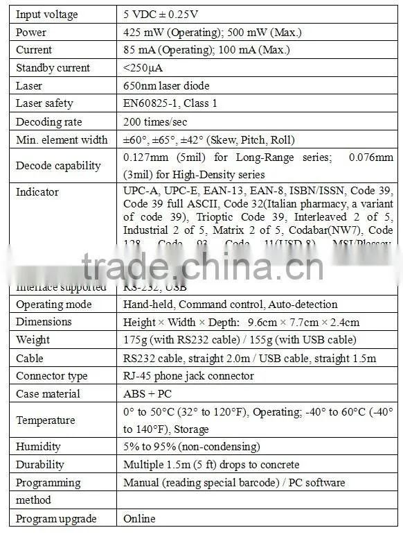 Mindeo FS390 fixed mount 1D Laser Barcode Scanner with reasonable price