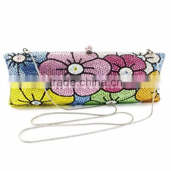 beautiful multi flower shape rhinstone women bag evening clutch bag party bag (B1008-BC2))