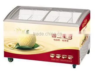 Curved Glass Door Chest Freezer Sliding Glass Door Ice Cream Freezer