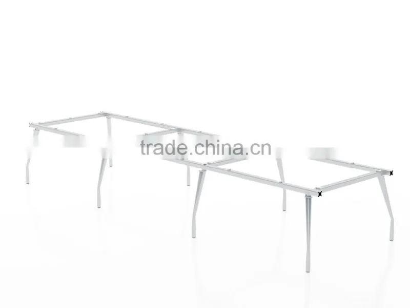 MDF board conference table with wooden table top and aluminum legs for 6 people