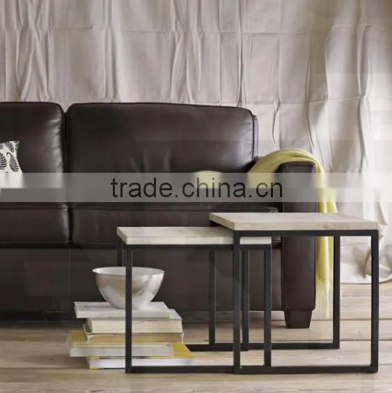 Simple style living room industrial lighted end table with metal frame