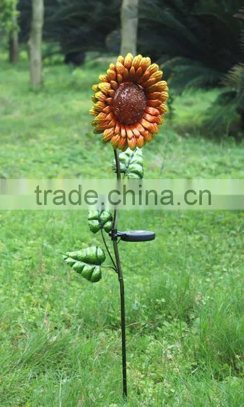 metal sunflower solar garden light