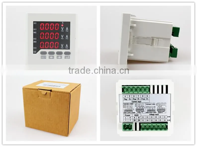 3UI73 frame size 80*80 low price LED ac three phase digital voltage current combined meter, for industrial usage