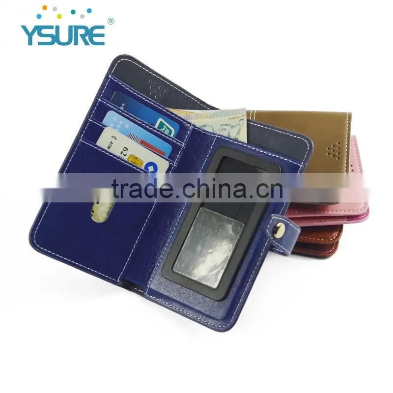 2016 New Products Colorful Style PU Leather Wallet Cases for Universal Mobile phone with many Card Slots