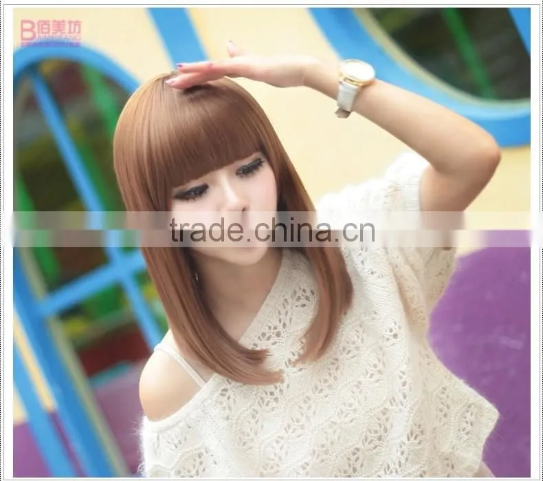 Real Female Hair Wigs Straight Short Hair Korean Pear Small Head Wig