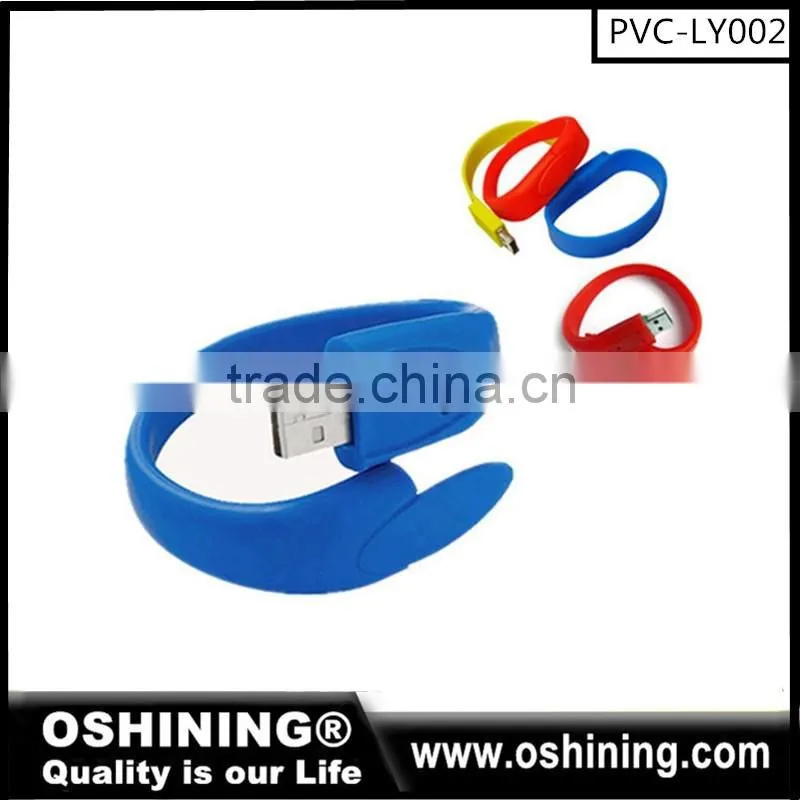 Free LOGO USB 2.0 bracelet silicone real capacity usb stick cheap promotional(PVC-LY003)