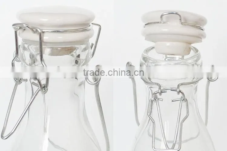 1 liter glass milk bottle with lockiing ceramic lid