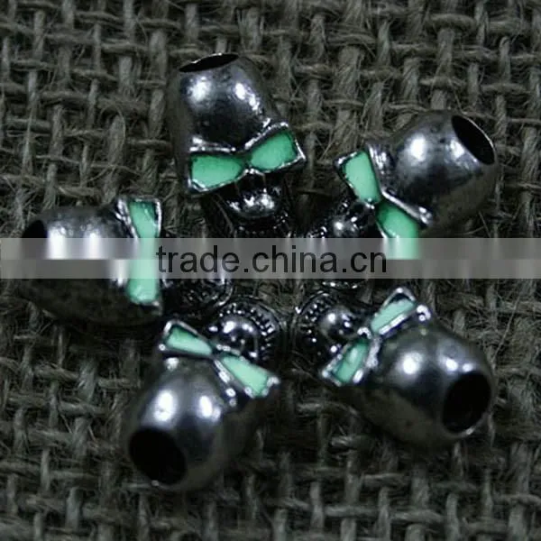 "Glow in the dark" Metal skull beads wholesale PRA-2034