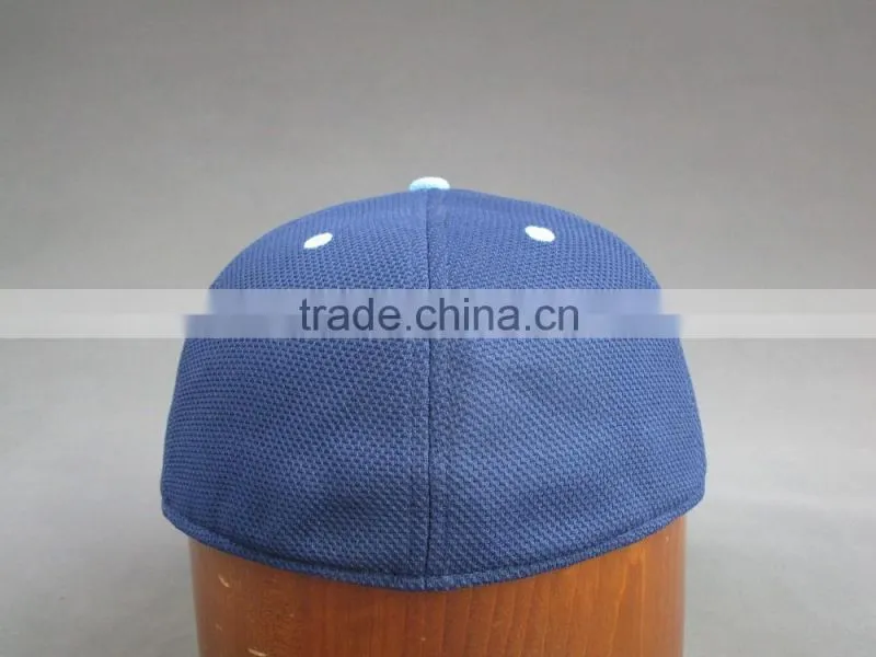Custom 6- panel Blue Flat Brim Fitted Cap with 3D Embroidered Patch