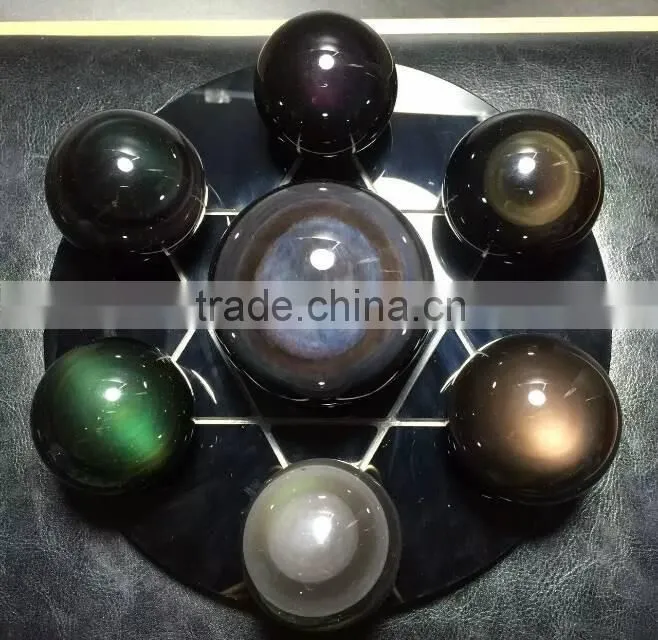 Hot sale nature crystal rainbow obsidian sphere/ball seven star