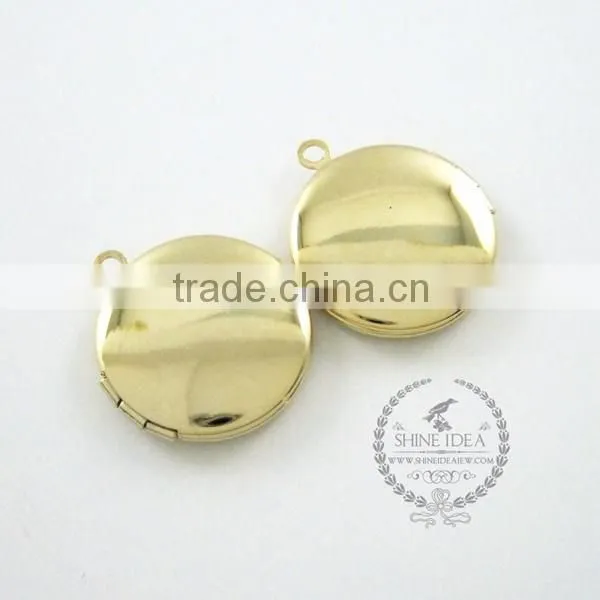 20mm 14K light gold plated round photo locket pendant charm DIY supplies findings 1116006