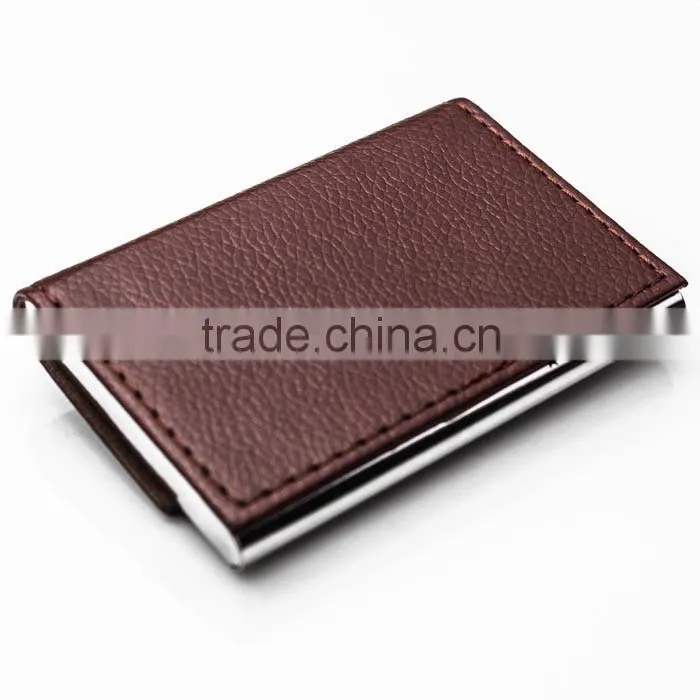 Business affairs brown PU leather credit card holder name card case for business men and promotional gift