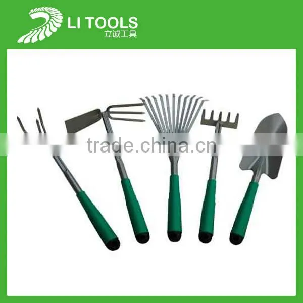 5 piece wood handle iron kids garden tool set