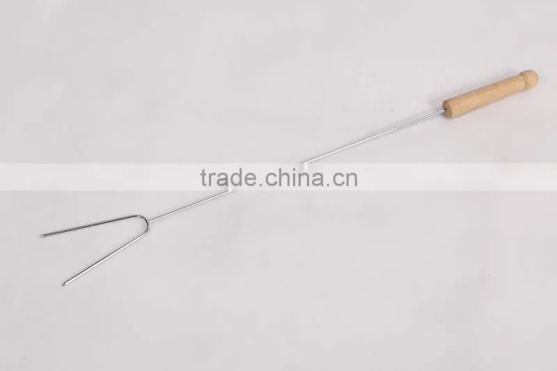 2015 camping Wooden Handle extendable telescopic bbq fork wholesale