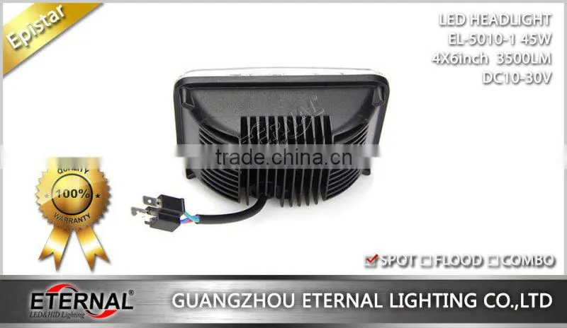 universal 4x6in 45W high power sealed dual beam 4x4 truck trailer vehicles high power driving led headlight clear headlamp