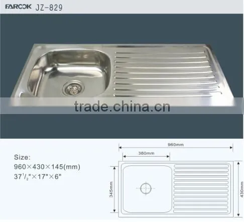 Export Indonesia single bowl single drainer stainless steel kitchen sink