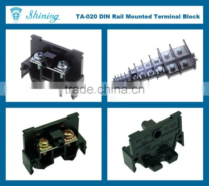TA-020 Din Rail Mounted M4 Screw Type Push Wire Block Connector