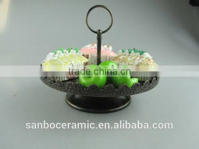 Metal wedding cake stand, mini cute iron black antique style in one tier