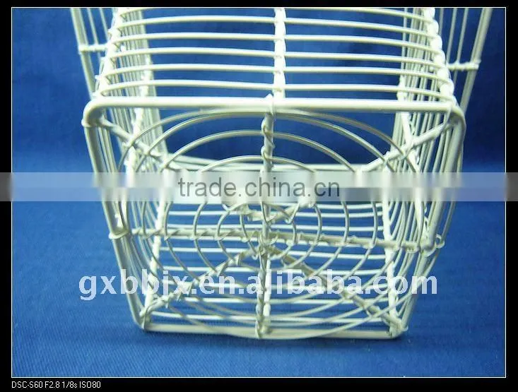 Square creamywhite wire storage basket