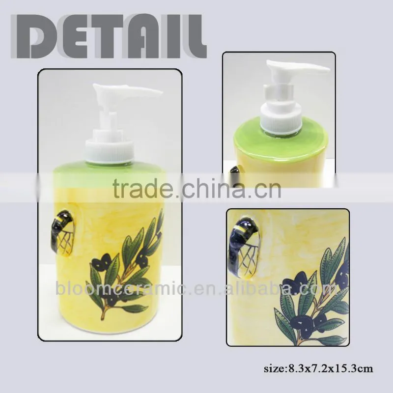 Ceramic fancy body lotion bottles with plastic pump