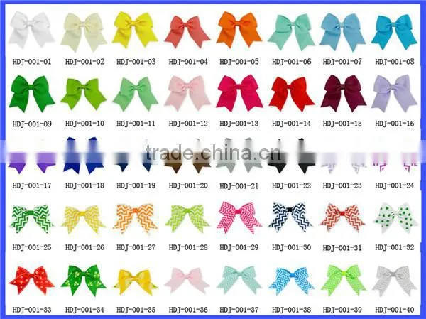 cute kids hair accessories green cheer bow/hair clips for girls