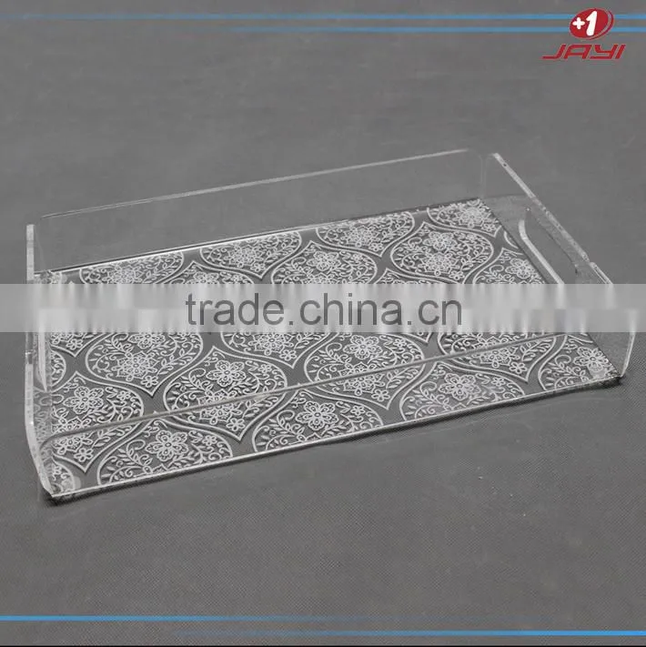 Customized wholesale acrylic fruit tray decorations clear plastic cake tray with special figure