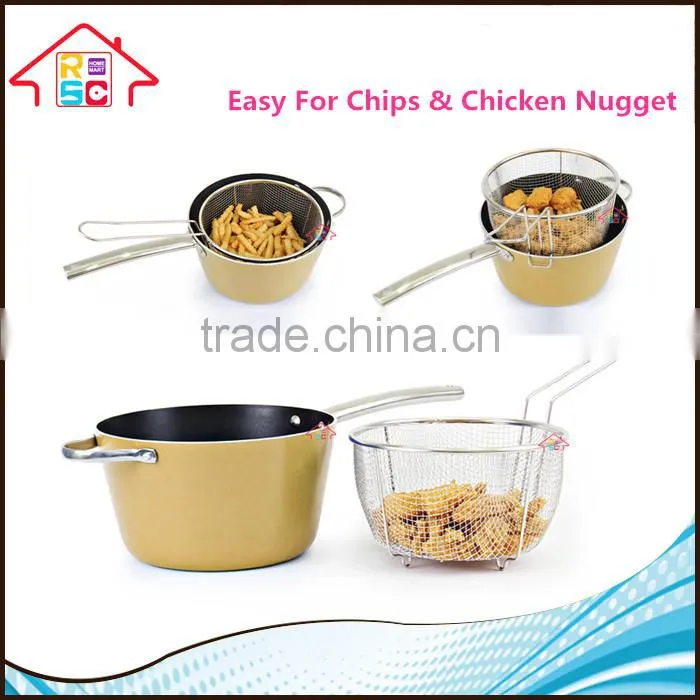 NBRSC Hot Selling Professional 5.0 Qt Deep Fryer Set Great For French Fries Notstick Interior With Mesh Lid and Mesh Basket