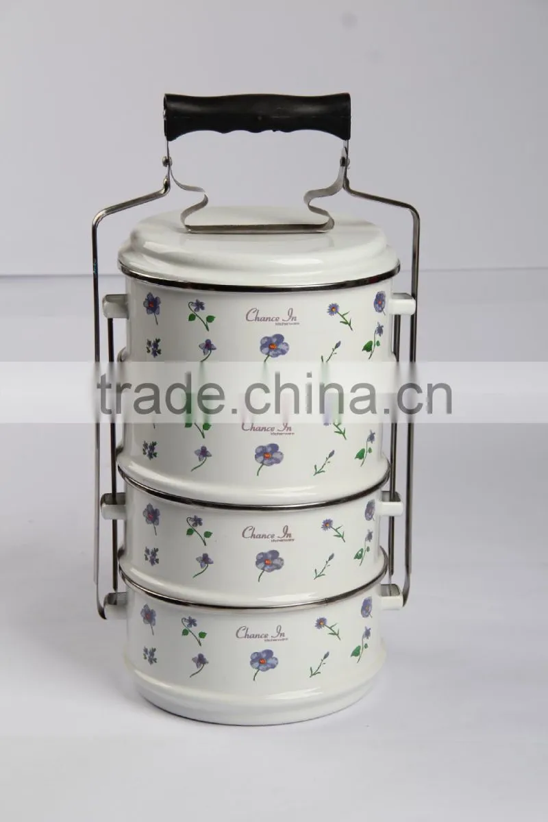 14-20cm 2pcs 3pcs 4pcs set portable enamel lunch box food tiffin carrier