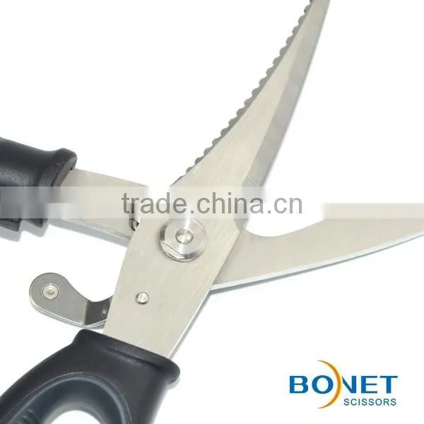 SKI0023 LFGB Certificated 9-1/2" CNC humanized design adjustable lock multifunction scissors cut with strength kitchen shears