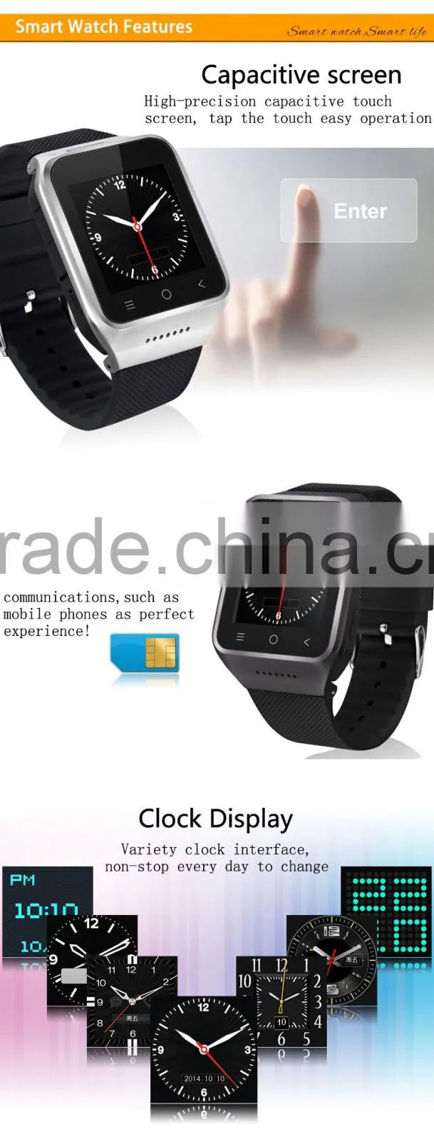 2017 new S8 Bluetooth smart watch Android 4.4 system Bluetooth 3G watch MP3 touch screen smart watch