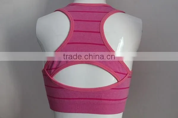 Wholesale sexy back open ladies sports bra/stripe sports bra