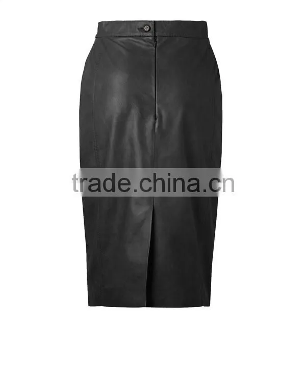 Fasshion vintage long skirts with back slit ladies leather skirt