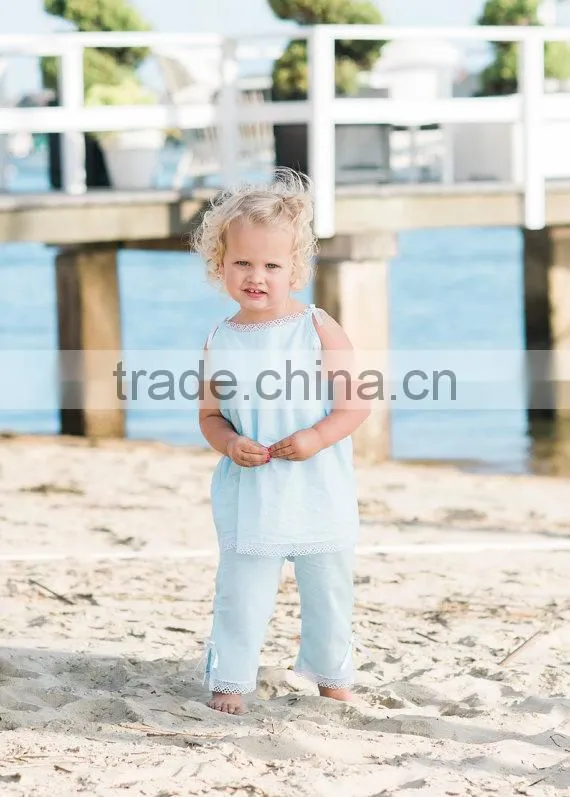 Whoesale Pink and Light Blue Boutique Baby Girl Clothes Sets