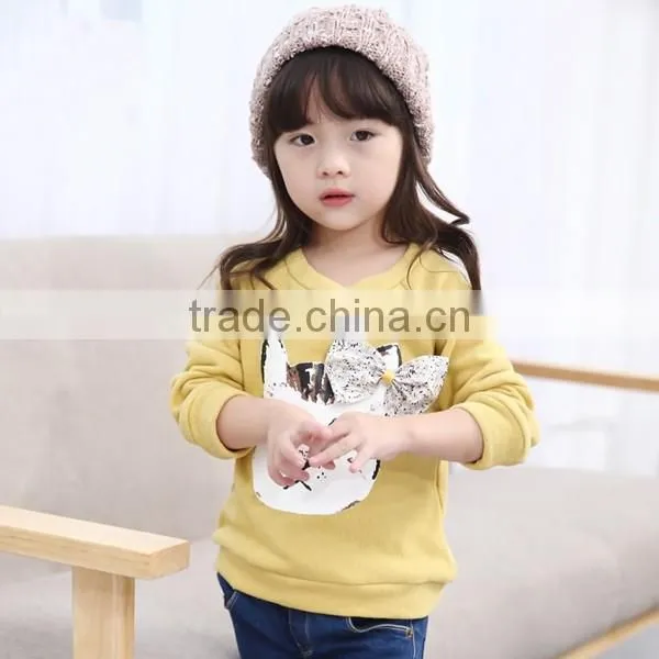 girls fashion bowknot embroidery shirts pullover hoodies