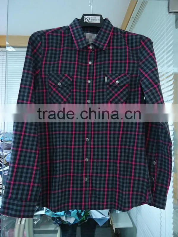 Womens plaid dyed shirt long sleeve shirt with one chest pocket,plastic button shirt,loose shirt
